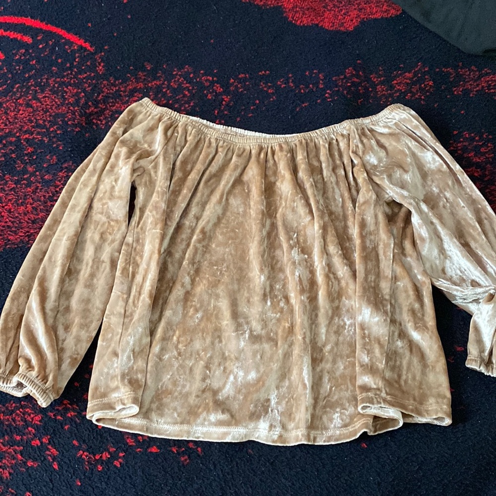 Gold velvet strapless top